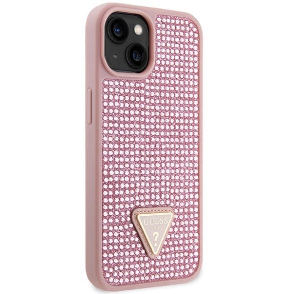 Guess iPhone 14 Rhinestone Triangle (GUHCP14SHDGTPP) hátlap, tok, rózsaszín