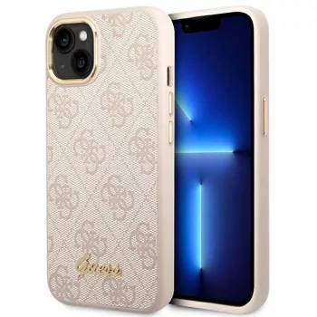   Guess 4G Vintage Gold Logo hátlap, tok iPhone 14 6.1", rózsaszín