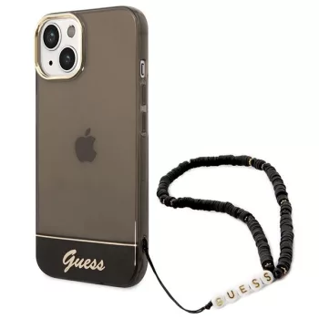   Guess GUHCP14SHGCOHK iPhone 14 6.1", hátlap, tok, fekete áttetsző gyöngyház óraszíjjal