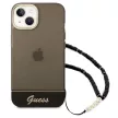 Guess GUHCP14SHGCOHK iPhone 14 6.1", hátlap, tok, fekete áttetsző gyöngyház óraszíjjal