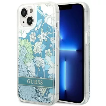   Guess GUHCP14SLFLSN iPhone 14 6.1 " hátlap, tok Flower Liquid Glitter, zöld