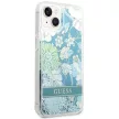 Guess GUHCP14SLFLSN iPhone 14 6.1 " hátlap, tok Flower Liquid Glitter, zöld