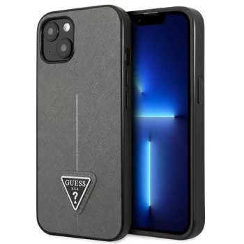  Guess GUHCP14SPSATLG iPhone 14 6.1 " hátlap, tok SaffianoTriangle Logo, ezüst