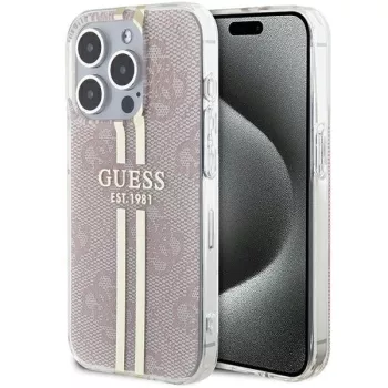   Guess IML 4G Gold Stripe hátlap, tok iPhone 14 Pro Max, rózsaszín