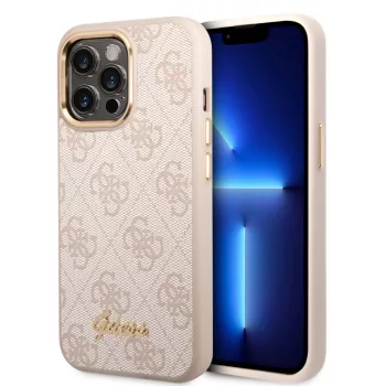   Guess iPhone 14 Pro Max 4G Vintage Gold Logo (GUHCP14XHG4SHP) hátlap, tok, rózsaszín