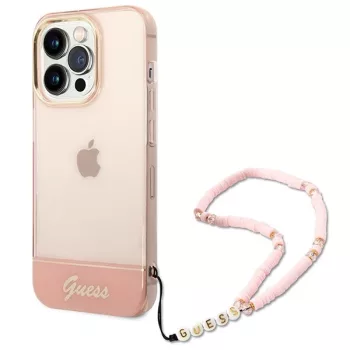   Guess GUHCP14XHGCOHP iPhone 14 Pro Max 6.7" hátlap, tok Translucent Pearl Strap, rózsaszín