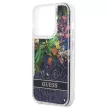 Guess Flower Liquid Glitter hátlap, tok iPhone 14 Pro Max, kék