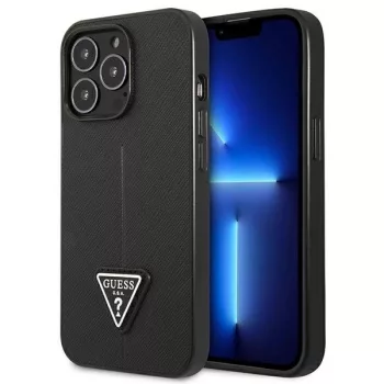   Guess GUHCP14XPSATLK iPhone 14 Pro Max 6,7 " hátlap, tok SaffianoTriangle Logo, fekete