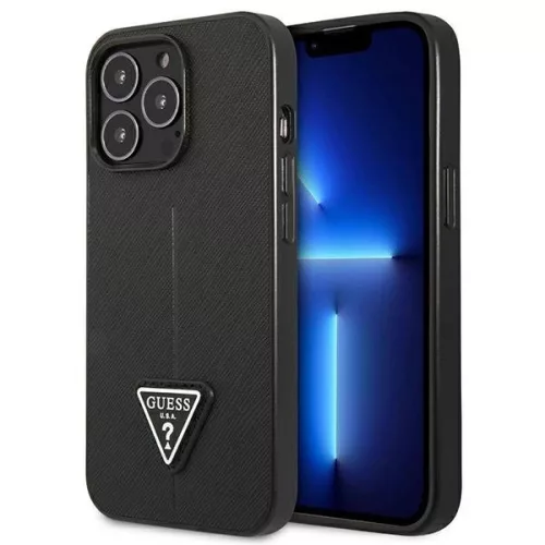 Guess GUHCP14XPSATLK iPhone 14 Pro Max 6,7 " hátlap, tok SaffianoTriangle Logo, fekete