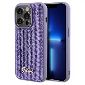   Guess GUHCP14XPSFDGSU iPhone 14 Pro Max 6.7", hátlap, tok, lila Sequin Script Metaltok