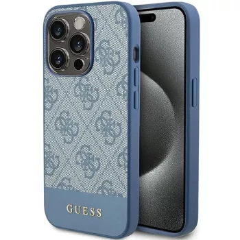   Guess GUHCP15LG4GLBL iPhone 15 Pro 6.1", hátlap, tok, kék 4G Stripe Collection