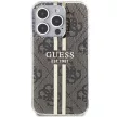 Guess IML 4G Gold Stripe hátlap, tok iPhone 15 Pro, barna