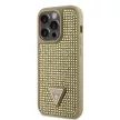 Guess Rhinestones Triangle Metal Logo iPhone 15 Pro hátlap, tok, arany