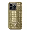 Guess Rhinestones Triangle Metal Logo iPhone 15 Pro hátlap, tok, arany