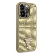 Guess Rhinestones Triangle Metal Logo iPhone 15 Pro hátlap, tok, arany