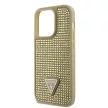 Guess Rhinestones Triangle Metal Logo iPhone 15 Pro hátlap, tok, arany