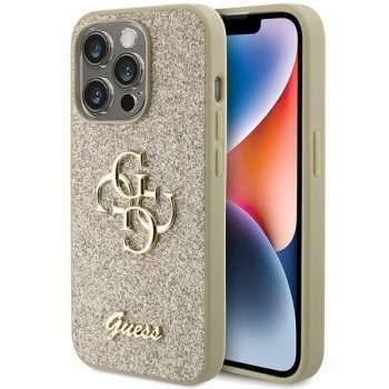  Guess Glitter Script Big 4G hátlap, tok iPhone 15 Pro, arany