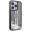 Guess Liquid Glitter Gold Stripes hátlap, tok iPhone 15 Pro, fekete