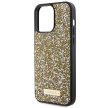 Guess Rhinestone Metal Logo hátlap, tok iPhone 15 Pro, sárga