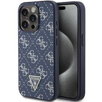   Guess GUHCP15LPG4GPB iPhone 15 Pro 6.1", hátlap, tok, kék 4G Triangle Metal Logo