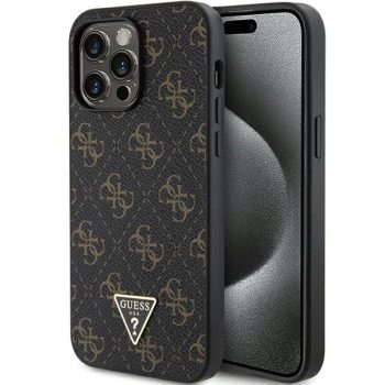   Guess GUHCP15LPG4GPK iPhone 15 Pro 6.1", hátlap, tok, fekete 4G Triangle Metal Logo