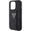 Guess Grip Stand 4G Triangle Strass hátlap, tok iPhone 15 Pro, fekete