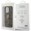 Guess Grip Stand 4G Triangle Strass hátlap, tok iPhone 15 Pro, barna