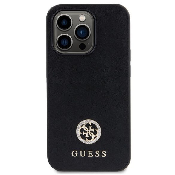Guess iPhone 15 Pro Strass Metal Logo (GUHCP15LPS4DGPK) hátlap, tok, fekete