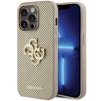   Guess Perforated 4G Glitter hátlap, tok iPhone 15 Pro, arany