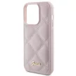 Guess iPhone 15 Pro Quilted Metal Logo (GUHCP15LPSQSQSP) hátlap, tok, rózsaszín