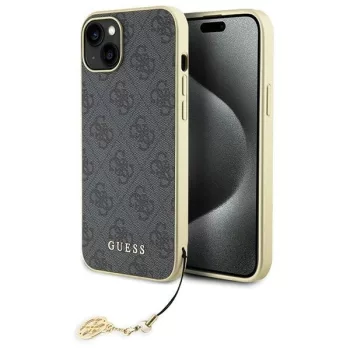   Guess 4G Charms Collection hátlap, tok iPhone 15 Plus, szürke