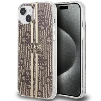   Guess IML 4G Gold Stripe hátlap, tok iPhone 15 Plus/14 Plus, barna