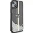 Guess Liquid Glitter Gold Stripes hátlap, tok iPhone 15 Plus/14 Plus, fekete