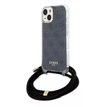   Guess Crossbody Cord 4G Print hátlap, tok iPhone 15/14/13, fekete
