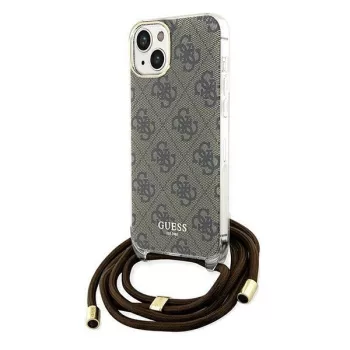   Guess Crossbody Cord 4G Print hátlap, tok iPhone 15/14/13, barna