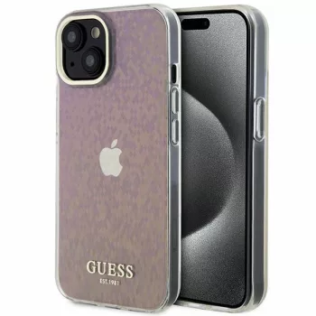   Guess iPhone 15 IML Faceted Mirror Disco Iridescent (GUHCP15SHDECMP) hátlap, tok, rózsaszín