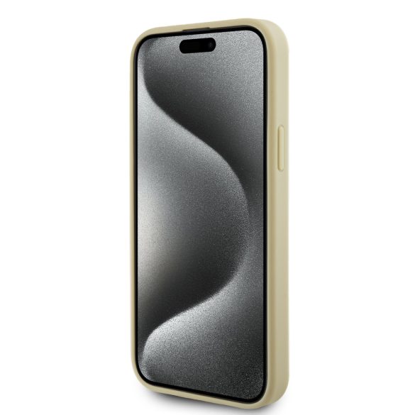 Guess iPhone 15 PU 4G Strass Metal Logo (GUHCP15SPS4DGPD) hátlap, tok, arany