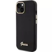 Guess Silicone Script Metal Logo & Frame hátlap, tok iPhone 15, fekete