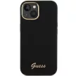 Guess Silicone Script Metal Logo & Frame hátlap, tok iPhone 15, fekete