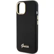 Guess Silicone Script Metal Logo & Frame hátlap, tok iPhone 15, fekete