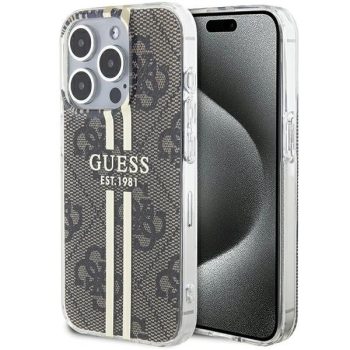   Guess IML 4G Gold Stripe hátlap, tok iPhone 15 Pro Max, barna