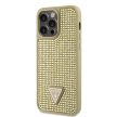 Guess Rhinestones Triangle Metal Logo iPhone 15 Pro Max hátlap, tok, arany