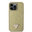 Guess Rhinestones Triangle Metal Logo iPhone 15 Pro Max hátlap, tok, arany