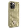 Guess Rhinestones Triangle Metal Logo iPhone 15 Pro Max hátlap, tok, arany
