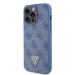 Guess GUHCP15XP4TDPB iPhone 15 Pro Max 6.7" hátlap, tok Leather 4G Triangle Strass, kék