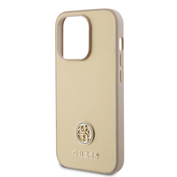 Guess iPhone 15 Pro Max PU 4G Strass Metal Logo (GUHCP15XPS4DGPD) hátlap, tok, arany
