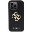 Guess Leather Perforated 4G Glitter Logo hátlap, tok iPhone 15 Pro Max, fekete