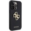 Guess Leather Perforated 4G Glitter Logo hátlap, tok iPhone 15 Pro Max, fekete