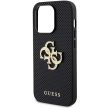 Guess Leather Perforated 4G Glitter Logo hátlap, tok iPhone 15 Pro Max, fekete