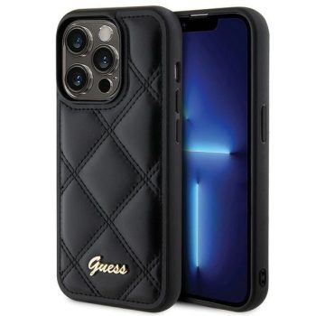   Guess Quilted Metal Logo hátlap, tok iPhone 15 Pro Max, fekete